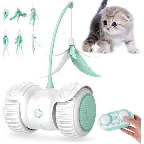 Jouet interactif pour chat d'intérieur – Télécommandé avec roues LED colorées – Rechargeable USB – Autonomie 2,5h – Meilleur compagnon de jeu (1/5)