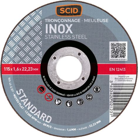 Schleifscheibe für Edelstahl Flachmitnehmer ø X Dicke (mm) 115 X 1,6