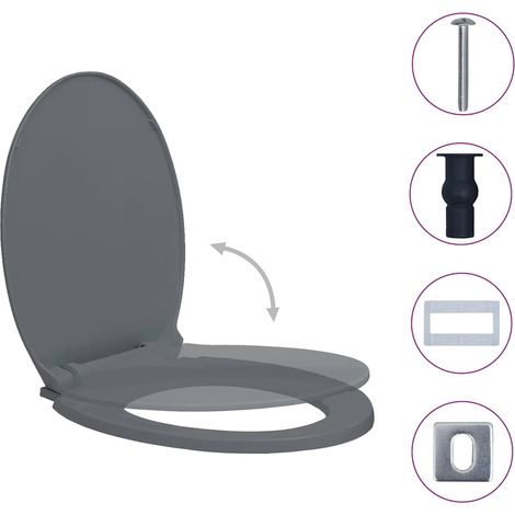 vidaXL Tapa de váter con cierre suave desenganche rápido ovalada gris (1/2)