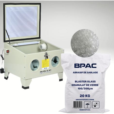 Cabine de Sablage + Abrasif Granulat de Verre 20 KG - 90 L - BPAC