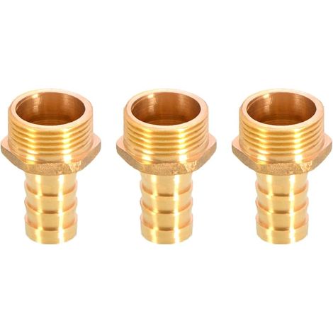 Ensemble de 3 raccords de tuyau en laiton avec bride pour connecteur de coupleur 16 mm à filetage mâle BSP de 3/4 pouces - Adaptateur de tuyau