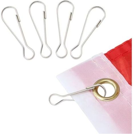 Lot de 20 Crochet à Clip pour Mât de Drapeau, Tous Les Accessoires en Acier Inoxydable - Compatible avec Le Drapeau à Oeillets (1/4)