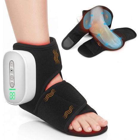 Massaggiatore per piedi senza fili con funzione di riscaldamento, massaggiatore per caviglie portatile per casa, ufficio e viaggi, allevia l'affaticamento dei piedi, timer automatico, 4 livelli di cal (1/5)