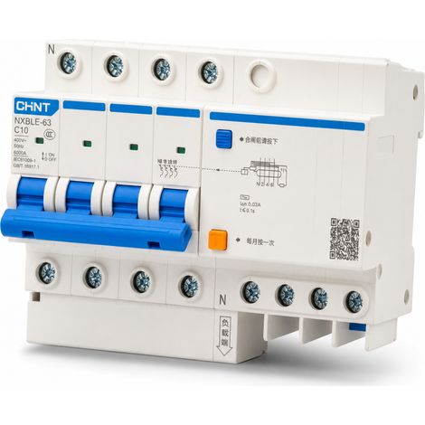 Disjoncteur différentiel 4P 10A courbe C 6kA EN61009