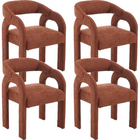 Wahson Set di 4 Sedie in Tessuto, Sedie da Pranzo con Schienale Curvo Poltrocina da Cucina Moderno per Sala da Pranzo/Soggiorno, Arancione