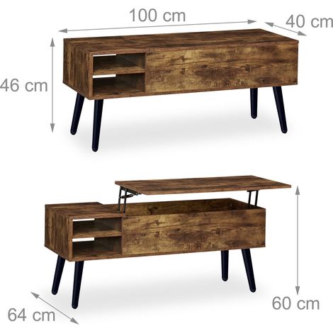 Tavolino da caffè multifunzionale con pratico spazio portaoggetti 46 x 100 x 40 cm in truciolato marrone 130017683