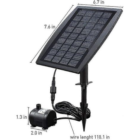Pompe à eau solaire sans balais pour piscine, pompe à eau solaire pour fontaine avec panneau solaire 9V 2,5W 200l/h