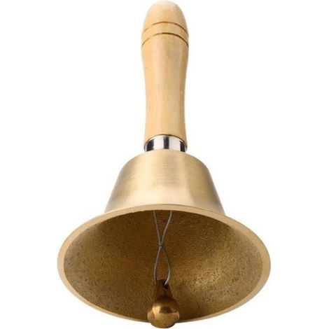 Cloche de table, 8cm clochette à main multifonctionnelle avec poignée en bois Instrument de musique (1/4)