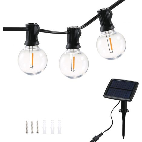 Guirnalda de luces solares G40 con bombillas, 4 modos, función de memoria, IP44 (40 cm) (1/5)