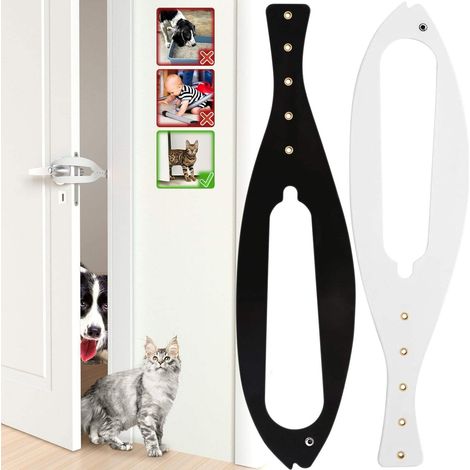 2-teiliges Katzenklappenstopper- und Haustierklappenschloss-Set, 5 verstellbare Gurte, einfache Montage, schwarz-weiß, hält Hunde vom Katzenklo fern (1/5)