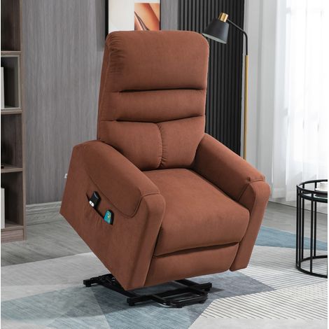 Sillón elevador eléctrico con masaje y calor de poliéster marrón claro 83 x 93 x 110 cm (1/5)