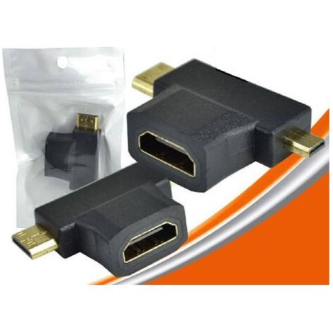 Adaptateur Vidéo Convertissant Une Prise Hdmi Femelle En Mini Et Micro Hdmi Mâle Hf-103 (1/2)