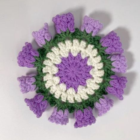 Posavasos de flores de ganchillo, adecuado para la oficina, Rosa roja + lirio del valle rosa + girasol + margarita rosa + lirio del valle morado (1/5)