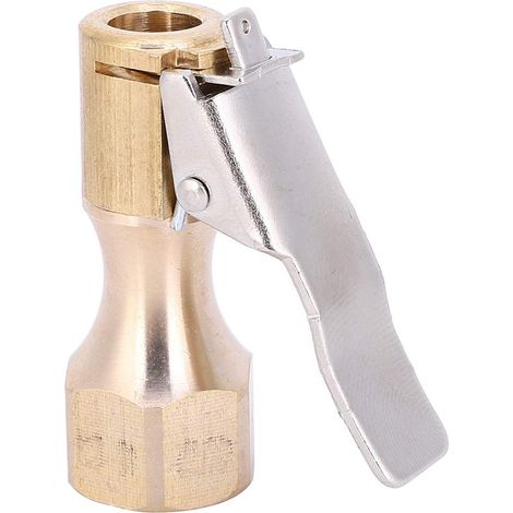 2 pièces 1/4 pouce buse de pompe à filetage interne mandrins pneumatiques à débit ouvert mandrin de pneu droit verrouillable avec clip pour accessoires de compresseur jauge de gonflage(1/4) (1/5)