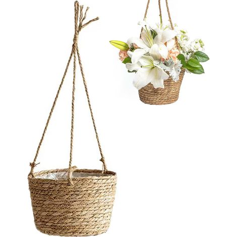 1 Panier Suspendu, Tissé Jonc De Mer, Corde De Jute, 50x20x13 Cm, Décoration Intérieure Ou Extérieure (1/5)