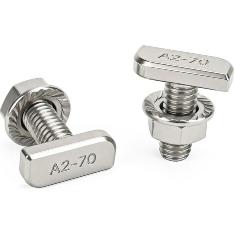 Lot de 15 vis à tête marteau M8 x 20 en acier inoxydable A2-70 et 15 écrous à bride (1/5)