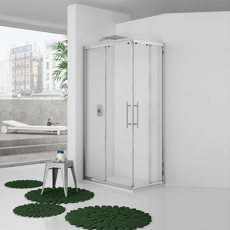 Box angolare 87-89x67-69 new plus, vetro trasparente 6 mm, h 1,95 cerniere sganciabili (1/3)