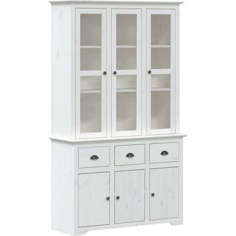Credenza buffet cassettiera mobile contenitore organizer cucina soggiorno soggiorno BODO 115,5 x 43 x 200,5 cm legno massello di pino bianco 020030799