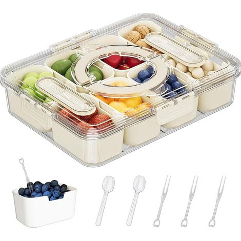 Snackbox mit Deckel – Lunchbox – 8 Fächer – Multifunktionale Snackbox – Organizer für Nüsse, Süßigkeiten und Obst – Küchenaufbewahrungsbehälter – Trennwand für Lebensmittel (1/5)