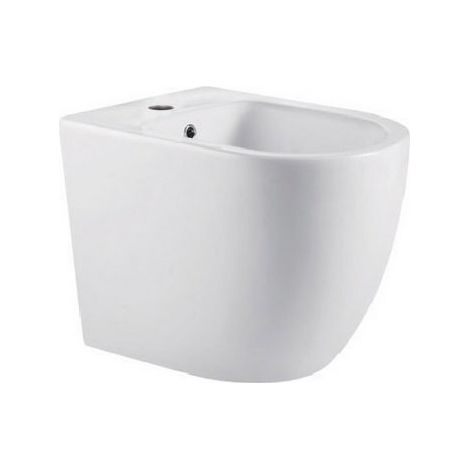 Bidet filo muro serie Vortexia in ceramica bianca. Fissaggi laterali inclusi. Con erogazione rubinetto.(DianFlex) Misura: Erogazione Rubinetto