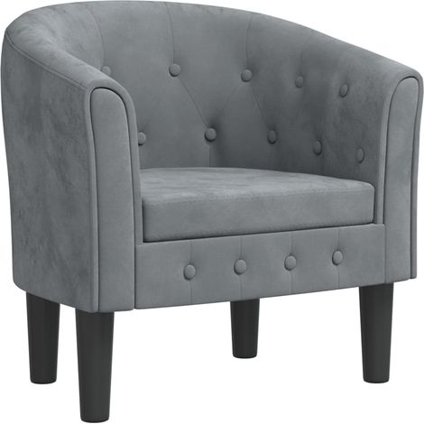 Poltrona lounge seduta comoda dal design moderno in velluto grigio scuro imbottito DEC026452