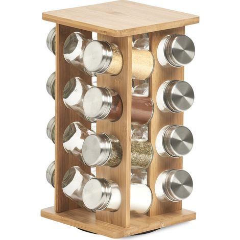 Gewürzregal mit 16 Behältern, 30 cm, Bambus, ZELLER - ZELLER