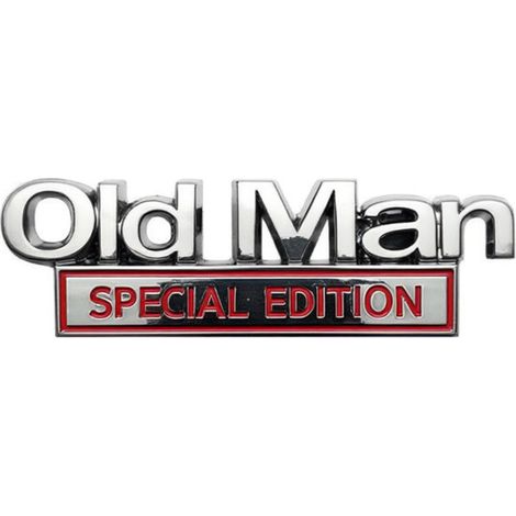 1 Stück stellt das Autoemblem „Old Man Edition“ dar, ein universelles Zubehör für alle Fahrzeuge, silberrot. (1/5)