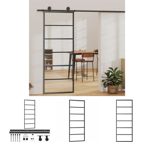 The Living Store Schiebetür mit Beschlag ESG-Glas & Aluminium 76x205 cm - Türen (1/5)