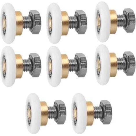 27MM Porte Coulissante, 8 PCS Rouleaux De Douche, Coureurs De Douche, Rouleau Roulette Roue pour Porte de Douche Roulettes Coulissantes Porte Roue de Remplacement (1/4)
