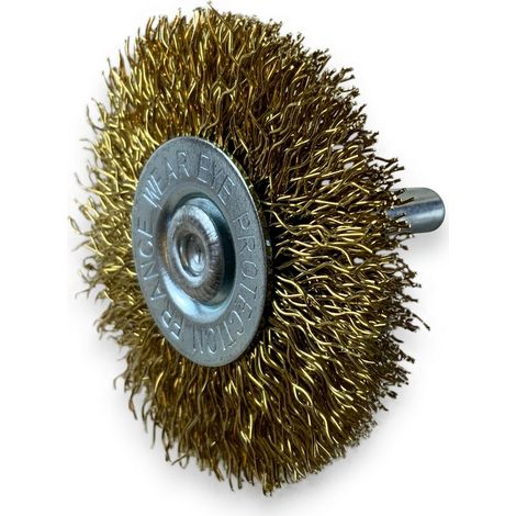 Brosse circulaire métallique sur tige Ø 50 mm Fil laiton dur - Quantité x 1 - Ø 50 mm - Ep. 8 mm - Laiton dur (1/5)