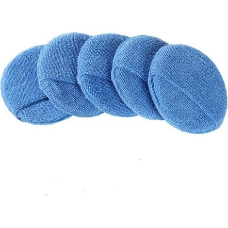 5 pcs -Tampon applicateur de cire de voiture en microfibre douce,éponge de polissage pour appliquer et enlever la cire,mousse de p (1/4)