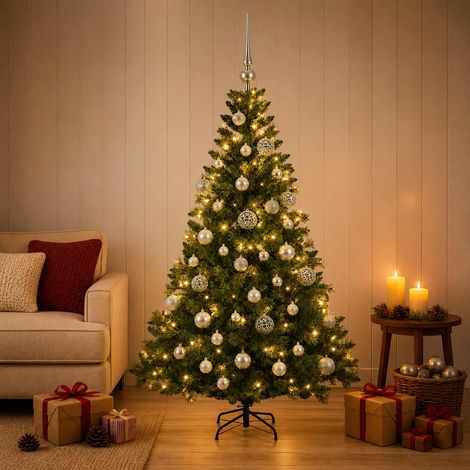 vidaXL Artificial Christmas Tree with Bauble 150 cm 150 LEDs (1/5)