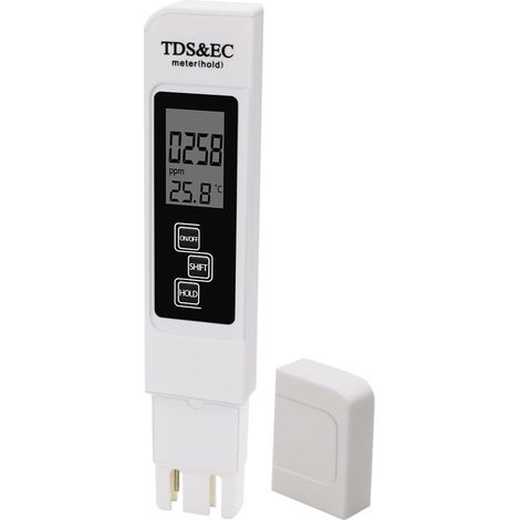 Digitales 3-in-1-Wasserqualitätsmessgerät mit TDS- und EC-Werten, LCD-Anzeige, Temperatur- und Leitfähigkeitsmessung (0–9999 ppm), Trinkwasserqualitätsmonitor-Stift