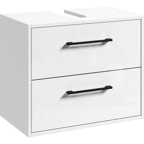 Waschbeckenunterschrank Florence 60 x 35 cm Weiß Hochglanz - Hän