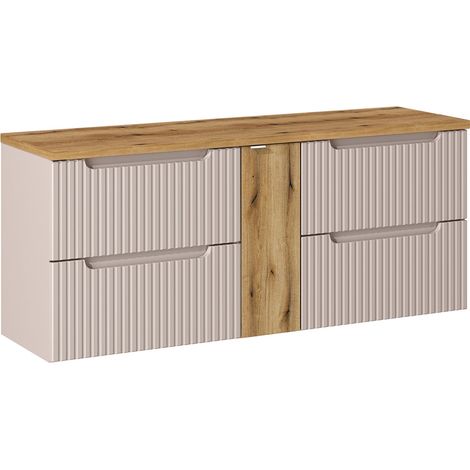 Mueble bajo lavabo 140cm 4 cajones encimera Riva Cachemira y Madera (1/4)