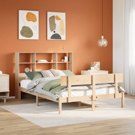 Cama con estantería sin colchón madera maciza de pino 160x200cm vidaXL (1/5)