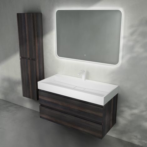doporro Mobile Bagno Sospeso 60x38x56cm, Mobiletto per Bagno con Lavabo Bianco 60cm,Seria Verona (1/5)