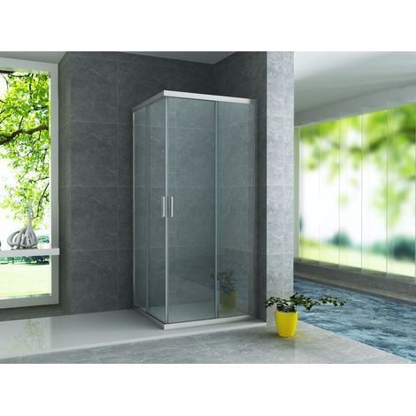 Aloni Duschkabine Eckeinstieg Schiebetüren Rahmen Chrom 80x80x195 cm Aloni Duschkabine Eckeinstieg Schiebetüren Rahmen Chrom 80x80x195 cm (1/5)