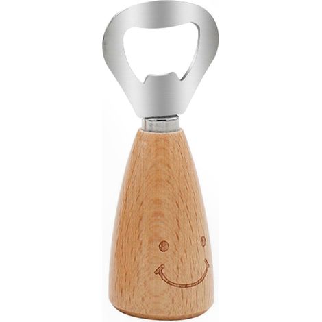 Multifunktionaler Flaschenöffner aus Edelstahl mit Holzgriff, rostbeständig, ein praktisches Küchenutensil für den täglichen Gebrauch. (1/5)