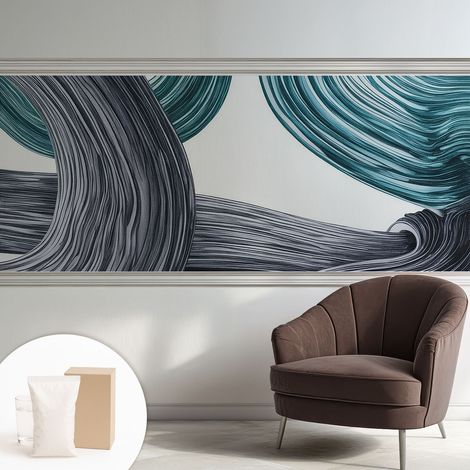 Tapete Vliestapete mit Kleber modern - Wanddeko für Küche - Klebefolie Wand - luxus Look Fließende Linien 250x104 cm
