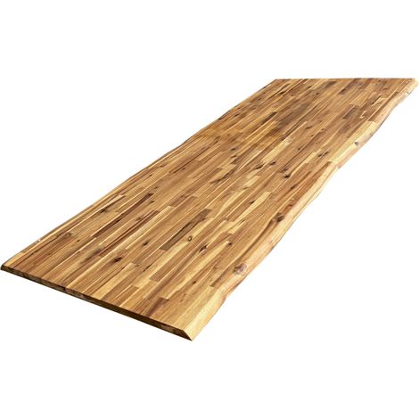 Plateau de table en acacia massif pré-huilé – Longueur 180 cm – Largeur 80 cm – Épaisseur 26 mm – Bords naturels uniques