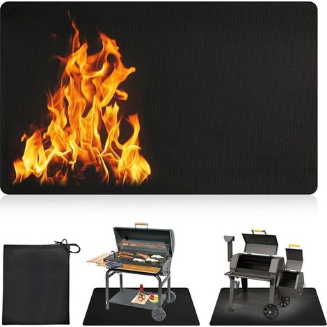Tapis de barbecue - 122 x 165 cm - Tapis ignifuge - Résistant à la chaleur - Pour barbecue d'extérieur - Résistant à la chaleur jusqu'à 2000 °C (1/5)