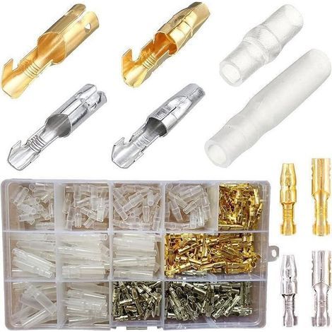 Connecteur électrique moto type balle 3,9 mm – Lot de 400 pièces (mâle/femelle) avec gaines isolantes, sertissage facile (1/4)