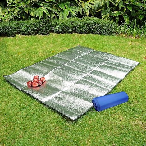 Couverture de pique-nique imperméable en aluminium, pliable, sac de couchage double face en aluminium pour le camping (200 x 150 cm) (1/5)