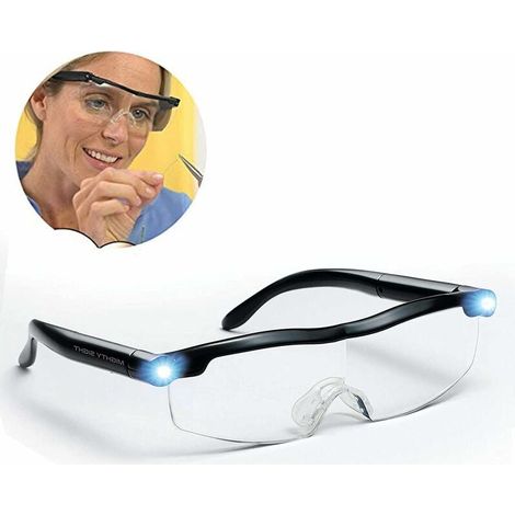 Lupen-Lesebrille mit LED-Licht, 160 % Vergrößerung, geeignet zum Lesen, für alle Präzisionsarbeiten, Nähen, Reparieren, Uhren und Basteln, 2 Stück (1/5)