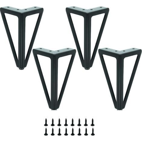 Lot de 4 Pieds de Table en métal Noir - Pieds de Meubles interchangeables - pour Table Basse/TV/canapé/lit et Autres Pieds de Meubles - avec vis.(15cm) (1/5)