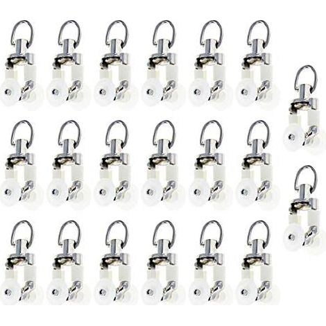 Sollbry Rouleaux de rail de rideau en plastique, supports à doubles roues, rail de draperie coulissant pour fenêtres, rails de rideau de douche, 16-20 mm de diamètre, 20 pièces (1/3)
