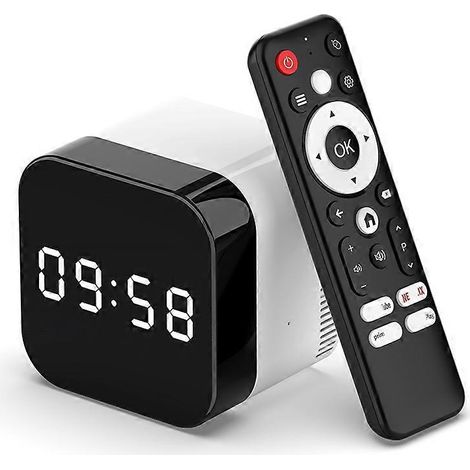 Boîtier TV H96 avec horloge, décodage Android 14, compatible 8K, Wi-Fi 6, récepteur multimédia, Bluetooth 5.0 et télécommande vocale (prise US). (1/5)