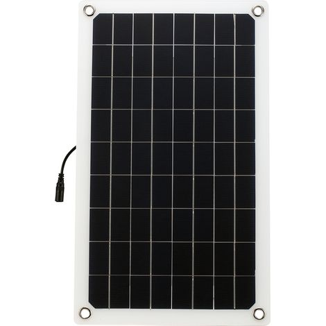 Panneau solaire 12 V 20 W, cellule solaire monocristalline en silicium avec double port USB, chargeur allume-cigare, pince crocodile, étanche, portable, compatible iPhone, voiture, bateau et marine. (1/2)