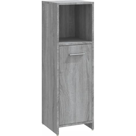 Pratico mobiletto da bagno con ampio spazio di archiviazione 30 x 30 x 95 cm in legno multistrato grigio 020048525